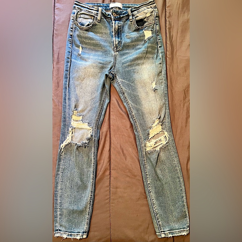 Women’s Jeans Vervet Blue by Flying Monkey sz 29 Stretch Distressed Medium Wash